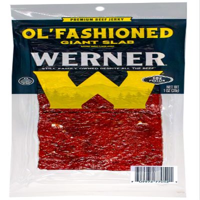 Werner Ol Fashioned Beef Jerky Slab Pack of 15-1 Ounce, Individually Wrapped Meat Snacks