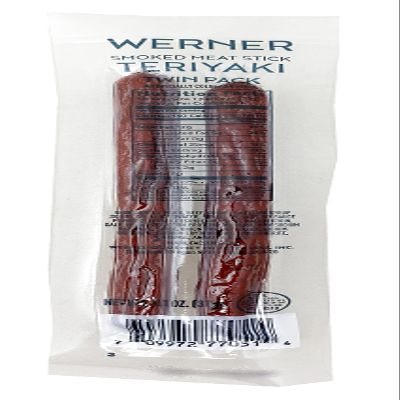 Werner Teriyaki Meat Stick Twin Pack  Pork and Beef Protein Snack 1.1 Ounce (Pack of 18)