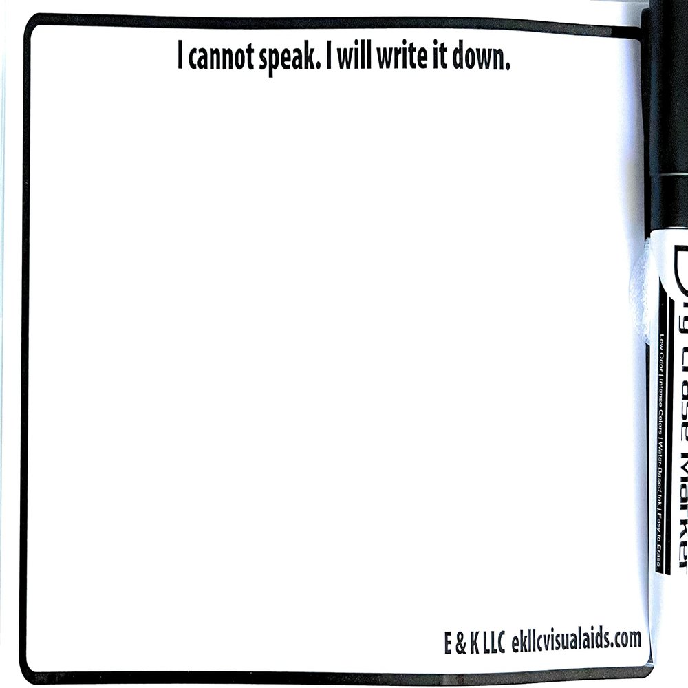 Communication Note Writer, Choice of Cannot Speak OR Cannot Hear, Patient and Hospital Communication Board, 1 Count (Pack of 2), 8.5 x 5.5, 2.0 Count