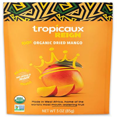 Organic Dried Mango No Sugar Added, 3oz, Pack of 2 (6oz Total) - Delicious and Nutritious Non-GMO Dried Mangoes - No Preservatives or Chemicals - Perfect Snack for Kids & Adults by Tropicaux Reign
