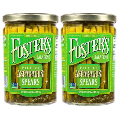 Foster's Hot Pickled Asparagus Spears in a Jar, Spicy Jalapeo, 32oz, 2 Pack, Traditional Pickled Vegetables Recipe over 40 years, Low Calorie Snack, Gluten Free, Fat and Preservative Free Pickles