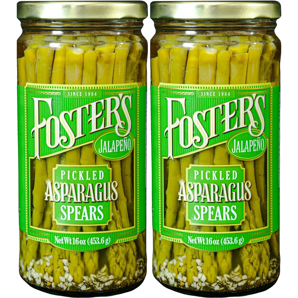 Foster's Hot Pickled Asparagus Spears in a Jar, Spicy Jalapeo, 16oz, 2 Pack, Traditional Pickled Vegetables Recipe over 40 years, Low Calorie Snack, Gluten Free, Fat and Preservative Free Pickles