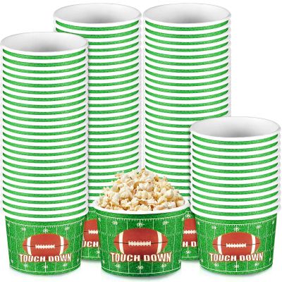 Yungyan 200 Pieces 8oz Football Snack Bowls Paper Game Day Football Bowls Party Supplies Football Serving Dishes for Party Ice Cream Bowls
