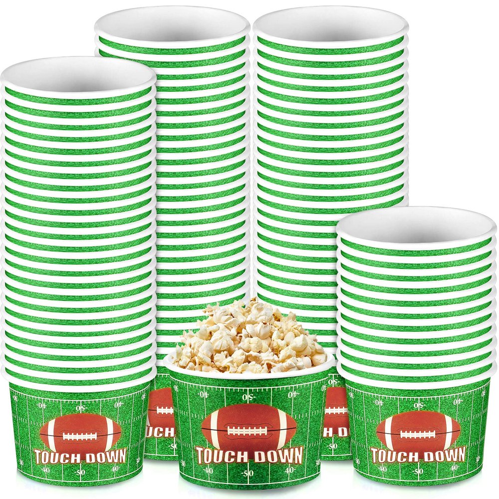 Yungyan 200 Pieces 8oz Football Snack Bowls Paper Game Day Football Bowls Party Supplies Football Serving Dishes for Party Ice Cream Bowls