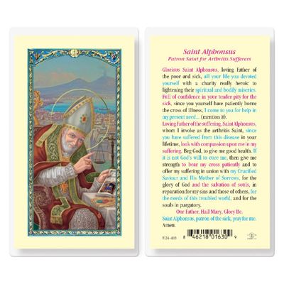 St. Alphonsus Patron of Arthritis Sufferers Laminated Holy Cards, 25-Count Value Pack
