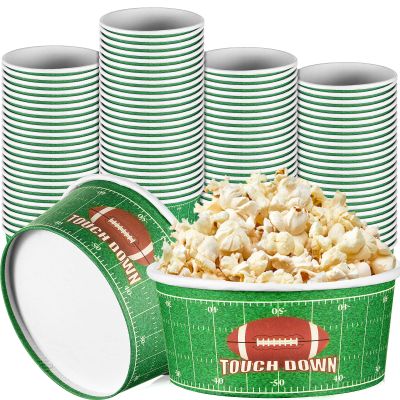 Yungyan 100 Pieces 12oz Football Snack Bowls Paper Game Day Football Bowls Party Supplies Football Serving Dishes for Party Ice Cream Bowls