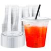 NEEBAKE 150 Sets 9 oz Disposable Plastic Cups With Lids - Clear Drinking Cups, Plastic Cups for Ice Coffee, Smoothie, Cold Drinks view 1