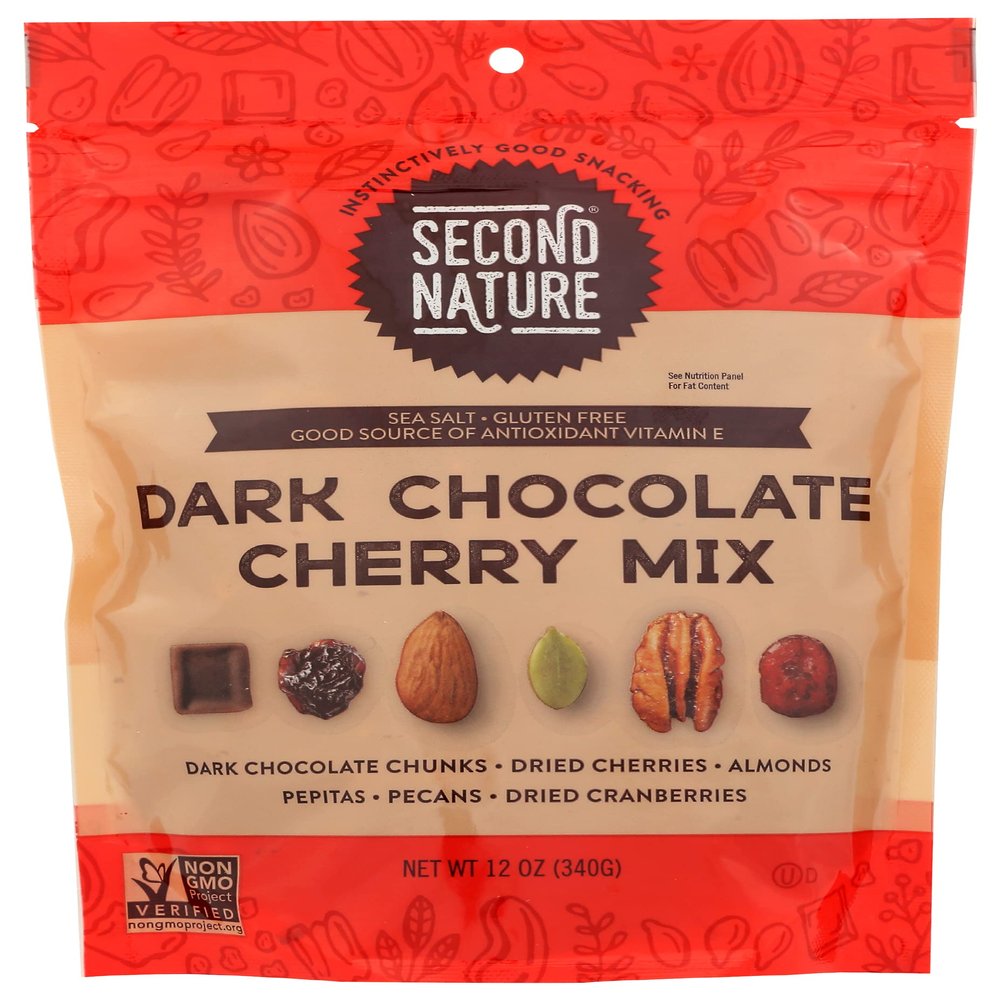 Second Nature Dark Chocolate Cherry Snack Mix, Resealable Pouch, Certified Gluten-Free Snack, 12 Oz (Pack of 6)