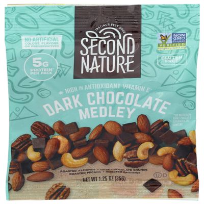 Second Nature Dark Chocolate Medley Trail Snack Mix, Certified Gluten-Free Snack, 10 Count, 12.5 Oz (Pack of 4)