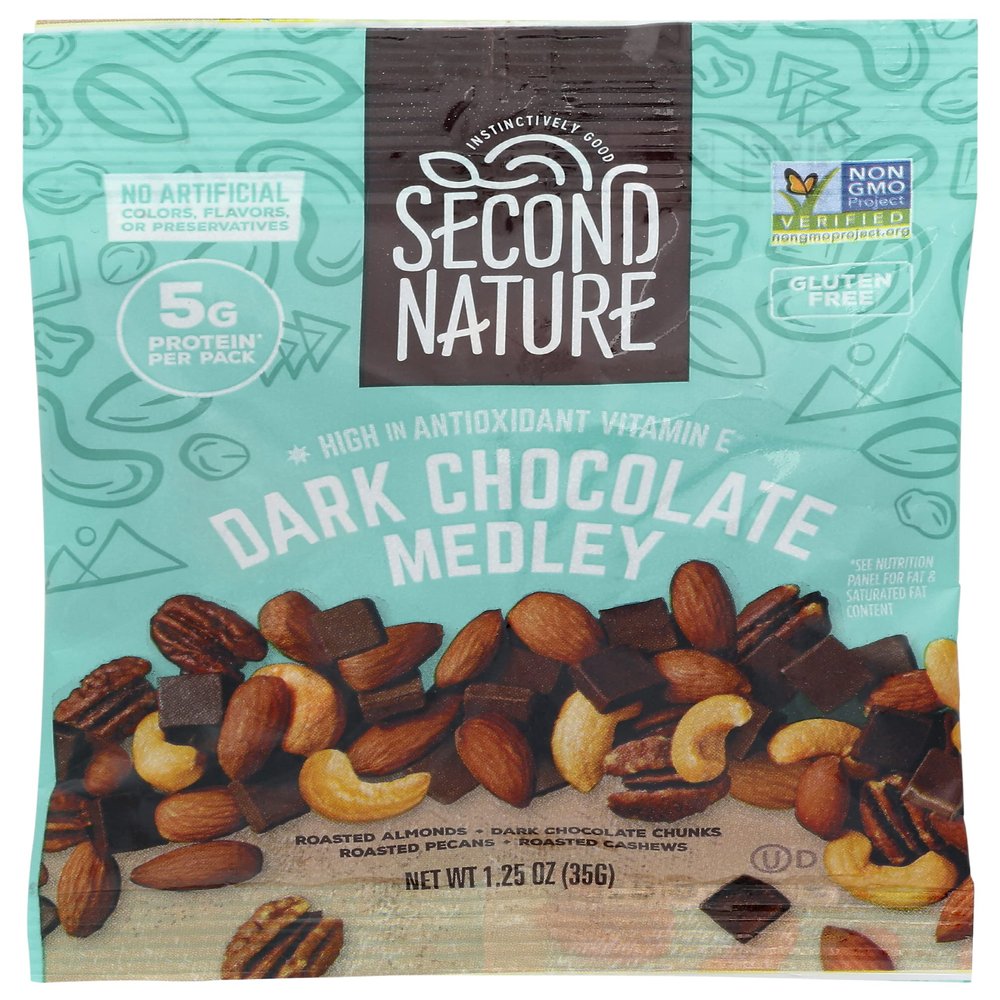 Second Nature Dark Chocolate Medley Trail Snack Mix, Certified Gluten-Free Snack, 10 Count, 12.5 Oz (Pack of 4)
