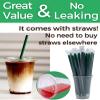 16 oz Clear Plastic Cups with Lids and Straws, Disposable Coffee Cups 25 Sets view 3