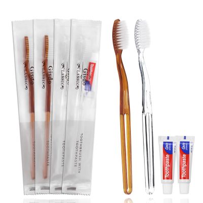 100 Pack Disposable Toothbrushes with Toothpaste, Individually Wrapped Disposable Toothbrushes Bulk Toothbrushes, Disposable Travel Toothbrush Kit for Homeless, Hotel Guest, 2 Colors