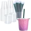 12 oz Clear Plastic Cups with Lids and STRAWS, Disposable Drinking Cups for Cold Drinks, Iced Coffee, Milkshakes, Smoothies, 25 Sets view 1