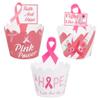 120PCS Breast Cancer Awareness Cupcake Toppers - Pink Ribbon Hope Cake Wrappers Decorations Party Supplies view 1