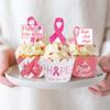 120PCS Breast Cancer Awareness Cupcake Toppers - Pink Ribbon Hope Cake Wrappers Decorations Party Supplies view 2