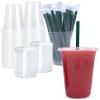 20 oz Clear Plastic Cups with Lids and STRAWS, Disposable Drinking Cups for Cold Drinks, Iced Coffee, Milkshakes, Smoothies, 25 Sets view 1