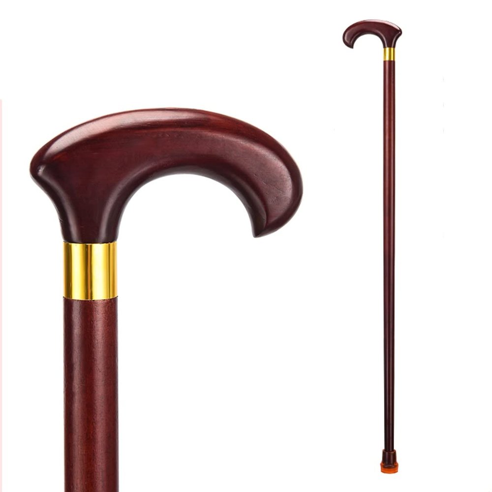 AMOCHO Wooden Walking Canes with Rubber TipNatural Wood Walking StickSolid Wood Cane for SeniorsBalancing Lightweight CaneComfortable T Handles (Size : 90cm/35in)