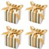KUPOO 50PCS Favor Boxes,Candy Boxes 2.2x2.2x2.2 Inches Small Gift Boxes with Ribbons for Wedding Baby Shower Decorations Birthday Party (Gold) view 1