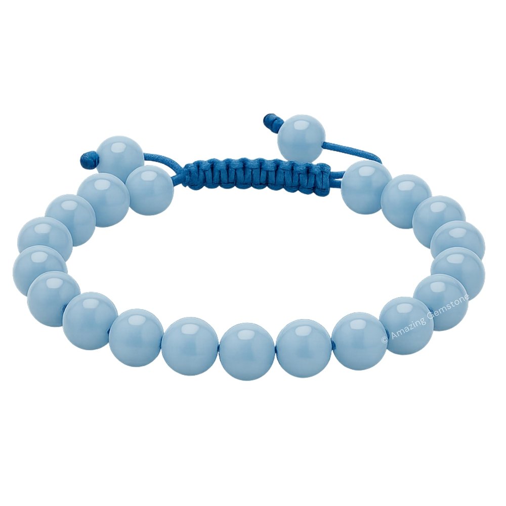 Amazing Gemstone Angelite Bracelet for Women Men's Gifts - Protection Healing Crystal Bracelet - 8mm Gemstone Beaded Adjustable Bracelet Pulseras para Hombres Mujer Stocking Stuffers