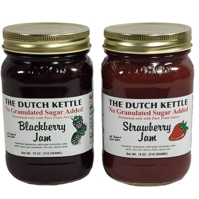 The Dutch Kettle Amish Sugar-free Blackberry & Strawberry Jam 2-18 Oz. Jars, 2.0 Count