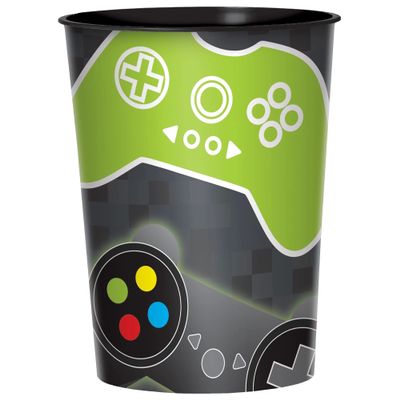 Amscan Level Up Plastic Cup - 16 Oz. | 1 Multicolor Kids Cup, Great Party Favor & Drinkware For Kids Birthday Party, Themed Event, Baby Shower & More