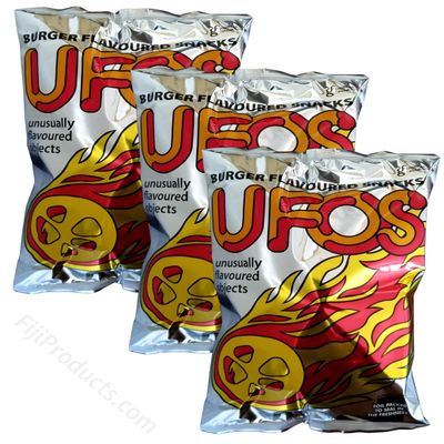 UFO'S Snacks - Burger Flavored Snacks (Pack Of 3 x 200g) Crunchy Snacks From FIJI, Family Size FijiProduct.com