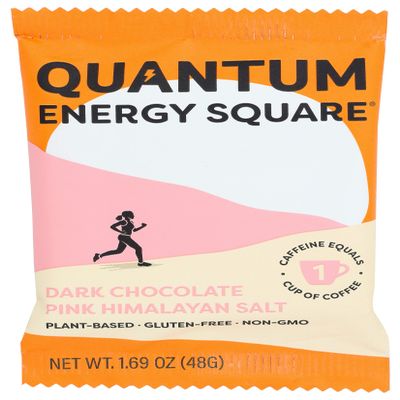 Quantum Energy Squares, Dark Chocolate Pink Himalayan Salt, Plant Based, Dairy Free, Gluten Free & Non-GMO, 1.69 Oz (Pack of 8)