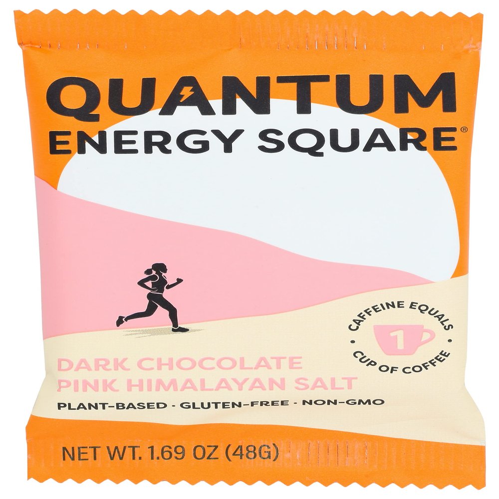 Quantum Energy Squares, Dark Chocolate Pink Himalayan Salt, Plant Based, Dairy Free, Gluten Free & Non-GMO, 1.69 Oz (Pack of 8)