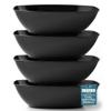 Posh Setting Black Plastic Serving Bowls Disposable - Oval Bowls - Oval Candy Bowl - Plastic Snacks & Chip Bowls for Parties - Black Party Serving Dishes 4 pack view 1