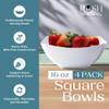 Posh Setting - White Plastic Square Serving Bowls for Party (16oz - 4 Pack), Disposable & Candy Containers for Party Table & Buffet view 2