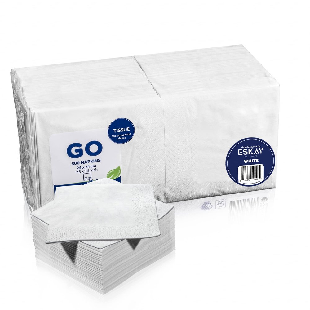 White Beverage Napkins, 2-Ply Disposable Paper Napkins-Bar, Cocktail, Weddings, Birthday, EU Made, (300 Count)