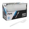 PAMI Medium-Weight Disposable Plastic Forks [400-Pack] - Bulk White Plastic Silverware For Parties, Weddings, Catering Food Stands, Takeaway Orders & More- Sturdy Single-Use Partyware Forks view 1
