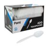 PAMI 400-Pack Medium Weight Disposable Plastic Teaspoons, Bulk Utensils for Parties, Weddings, Catering, Plastic Forks in Bulk Available (Teaspoons White) view 1