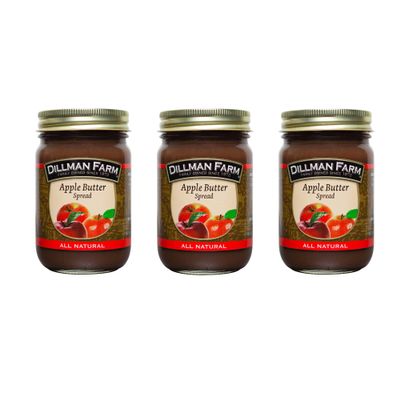 Dillman Farm All Natural Apple Butter (Pack of 3)- Gluten-Free, Non-GMO, Vegan, Kosher, Eco Friendly, Preservatice Free, Corn Syrup Free - Made in USA, 14 oz