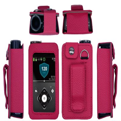 Fitted Leather Case with Screen Protector for Medtronic Minimed Insulin Pump (Minimed 630G / 640G / 650G / 670G / 770G / 780G) (HOT Pink)