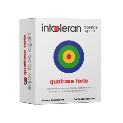 Intoleran Fodmix (Quatrase) Digestive Enzymes - 36 Capsules | Highly Dosed Supplement for FODMAP Intolerance | Helps Digest Lactose and Complex Carbohydrates | Pure & Vegan | Low FODMAP