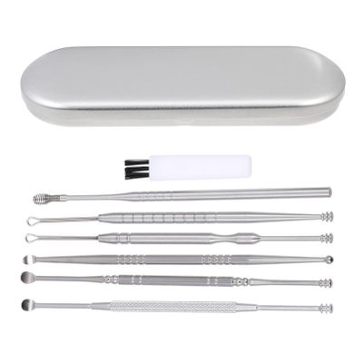 Healifty 1set Stainless Steel Ear Cleaning Scoops Portable Spiral Picks for Ear Wax Removal Cleaning Tool Kit Storage Box for Easy Use