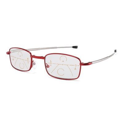 WEBUP Foldable Sunglass Photochromic Reading Glasses Progressive Multifocal Fold Up Sun Readers Box +1.5 +2.0 +2.5 +3.0 +3.5 (Color : Red, Size : Diopter+3.0)