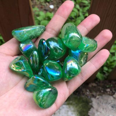 100g Natural Rainbow Angel Aura Quartz Crystals Tumbled Stones,Green,20-30mm