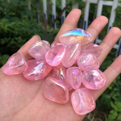 100g Natural Rainbow Angel Aura Quartz Crystals Tumbled Stones,Rose,20-30mm