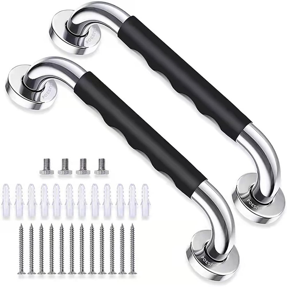 2 Packs Anti-Slip Shower Grab Bars, SUS304 Stainless Steel Bathroom Wall Mount Grab Bar Handle, Handicap Elderly Senior Assist Bath Handle (43 cm)