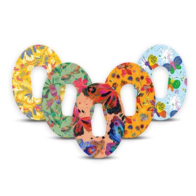 ExpressionMed - Adhesive Patch for Dexcom G6 (5-Pack) - Made in The USA, Waterproof, Split Backing, CGM Tape (Rainbow Butterfly)