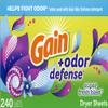 Gain Dryer Sheets Plus Odor Defense, Super Fresh Blast Scent, 240 Count, Helps fight static and odor, laundry sheets view 1
