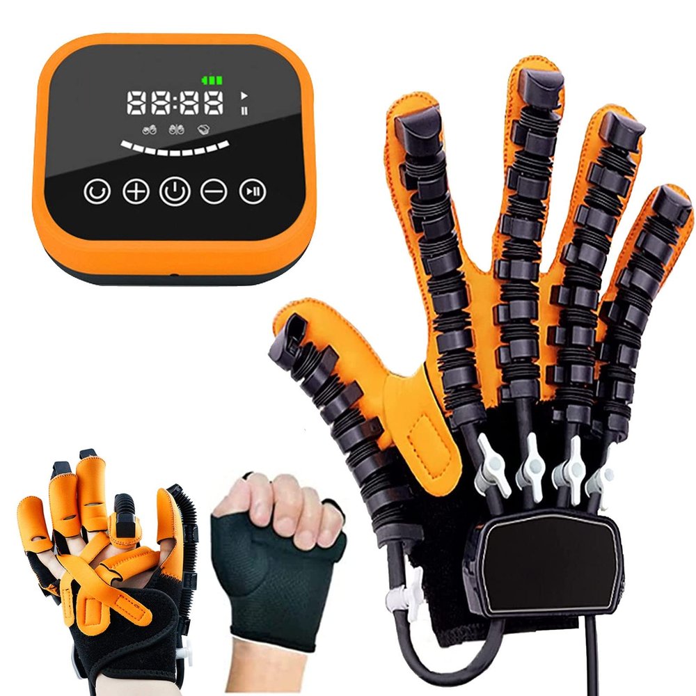 JIONET Rehabilitation Robot Gloves Finger and Hand Function Straightening Brace Guard Hand Training Splint for Arthritis Stroke Hemiplegia (Color : Right Hand, Size : Large)