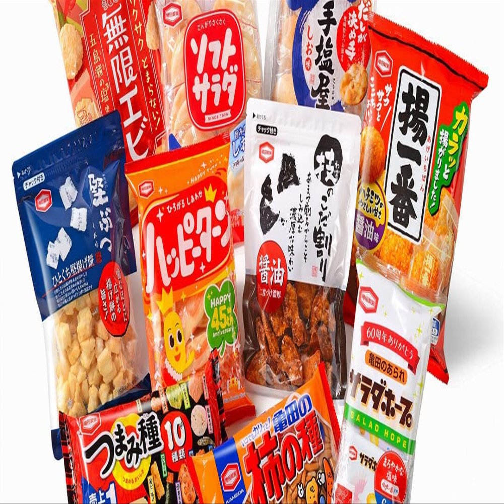 Japan Assorted Japanese Senbei Rice Crackers 6-Pack Snack Box - (Pack of 6, 1 Full Size of Each Flavor) - MADE IN JAPAN, 1.0 Ounce