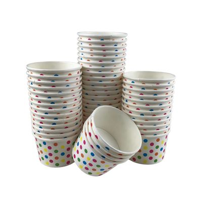 MMvolesy 8oz Rainbow Paper Ice Cream Cups Polka Dot Paper Disposable Dessert Cups, Ice Cream Bowls For Cold Or Hot Food, Paper Dessert Cups, And Coloured Paper Cups For Soups 50Pc