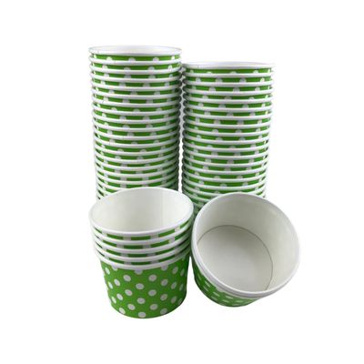 MMvolesy 8oz Lime Green Polka Dot Paper Disposable Dessert Cups - Ice Cream Bowls For Cold Or Hot Food, 50Pc