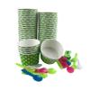 MMvolesy 8oz Lime Green Paper Ice Cream Cups Polka Dot Paper Disposable Dessert Cups, Ice Cream Bowls For Cold Or Hot Food, Paper Dessert Cups, And Coloured Paper Cups For Soups With Spoon 50Pc view 1