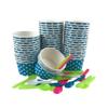 MMvolesy 8oz Blue Paper Ice Cream Cups Polka Dot Paper Disposable Dessert Cups, Ice Cream Bowls For Cold Or Hot Food, Paper Dessert Cups, And Coloured Paper Cups For Soups With Spoon 50Pc view 1
