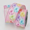 Farrisilk, 2.5" Pastel Peppermints Ribbon: Pink Gift Wrapping Wired Edge Ribbon view 1